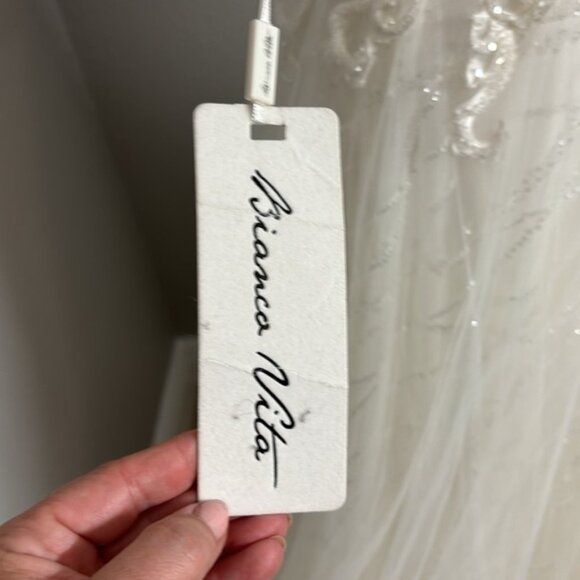 Bianco Vita Wedding Dress Couture Tulle A-line Size 10 NEW - Picture 16 of 16